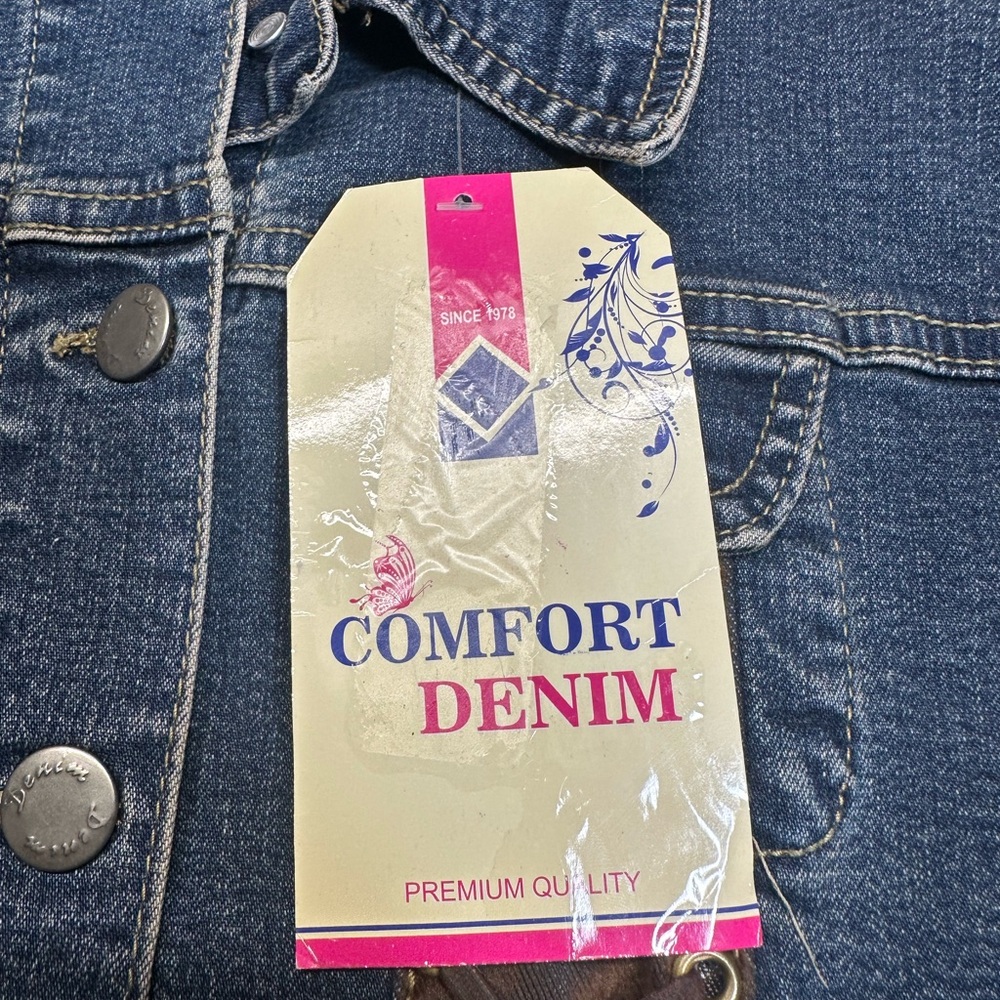 New Girls Comfort Denim Jean Jacket Large Long Sleeve - Picture 5 of 8